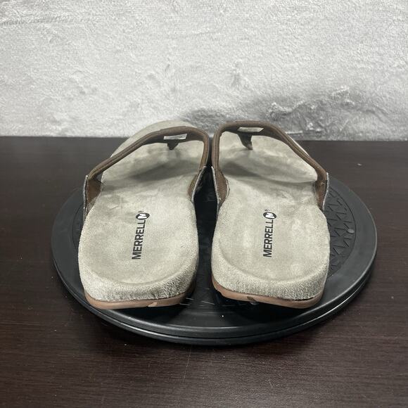 Merrell Mens Size 12 Brown Slide Thong Flip Flops Sandspur 2 Comfort Sandals - Picture 4 of 10